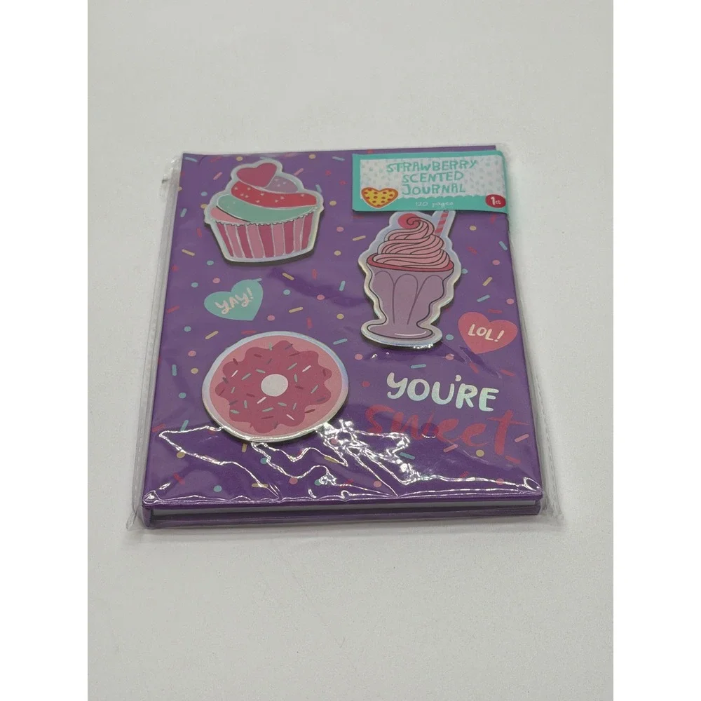 Strawberry Scented Journal Purple Dessert Hardcover Notebook 120 Pages New